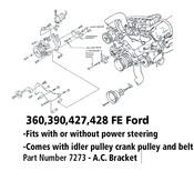 Ford & Flathead AC/Alt Brackets 360,390, 427, 428 FE Ford