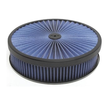 14&Prime; Blue W/ Black Lip Round Super Flow Air Cleaner Set