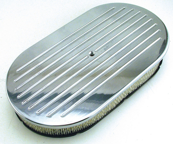 15" Oval Polished Ball Milled 9-Line Air Cleaner