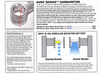 Edelbrock AVS2 series Carburetor electric choke