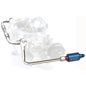 Dual-Feed Fuel Line #8133 Chrome With Blue Anodized Aluminum Filter