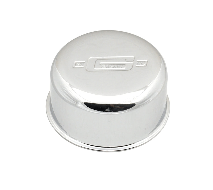 Mr. Gasket Valve Cover Breather with Logo Push-on Style with 3/4 Inch mounting tube - chrome