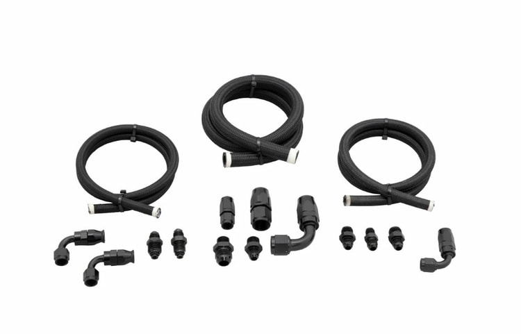 Remote Reservoir Power Steering Line Kit - Black Finish