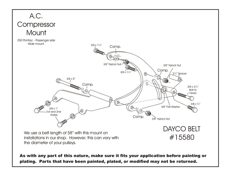 PONTIAC RIGHT SIDE LOW PROFILE AC BRACKET
