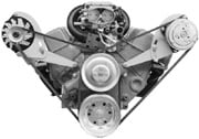Small block Chevy, Short water pump Driver?s side - Wide mount.
