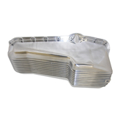 1958-79 SBC Finned Aluminum Oil Pan – Driver Side Dipstick – Polished