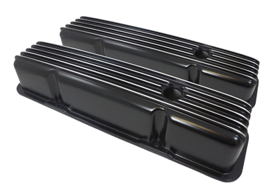 SBC 283-400 Black Finned Aluminum Valve Covers