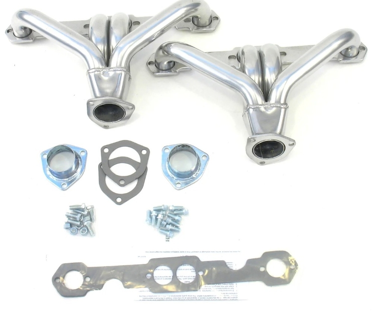 PATRIOT EXHAUST H8037-1 ANGLE PLUG BLOCK HUGGER HEADER STREET ROD UNIVERSAL SBC CERAMIC COATING