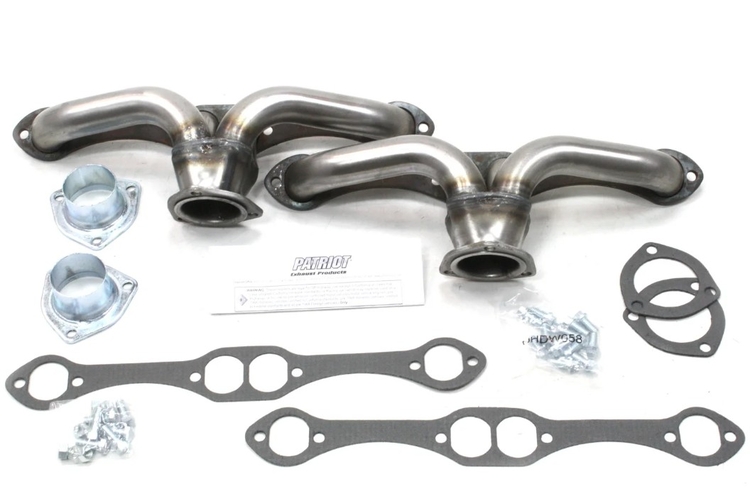 PATRIOT EXHAUST H8052 BLOCK HUGGER HEADER UNIVERSAL SBC-RAW STEEL