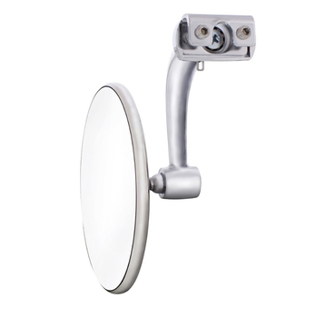 Peep Side View Mirror Chrome Curved Arm 4 inch DOOR EDGE CLAMP ON