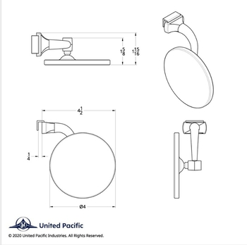 United Pacific Maltese Iron Cross Curved Arm Side View Mirrors - Pair, Chrome