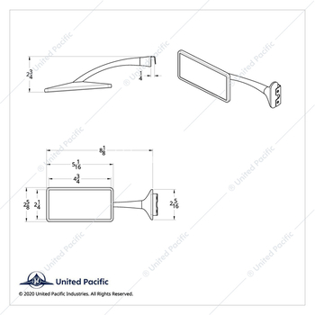 Stainless Steel Rectangular Door Edge Mirror With 6" Chrome Arm For 1941-48 Chevy Car