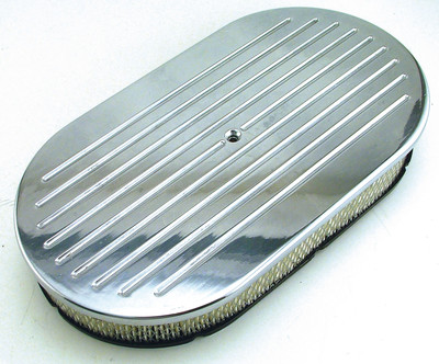 15" Oval Polished Ball Milled 9-Line Air Cleaner