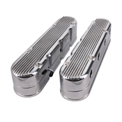 GM LS Finned Cast Aluminum Valve Covers w/ Coil Mount and Covers Polished
