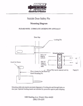 Suicide Door Safety Pins Universal Suicide Door Safety Latches Manual and Power USA MADE