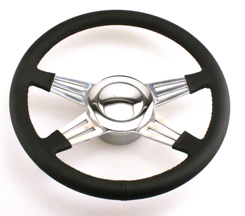 14" 4-Spoke Leather Wrapped Steering Wheel