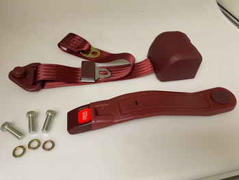 3-Point Maroon Shoulder Harness Seatbelt RED RELEASE BUTTON