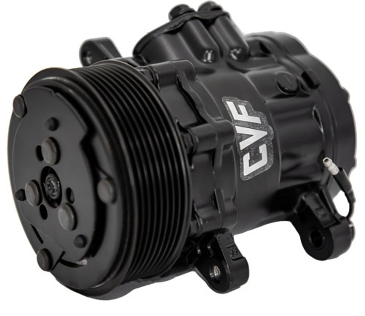 CVF Racing Peanut Style AC Compressor, Black, 8 Rib Clutch