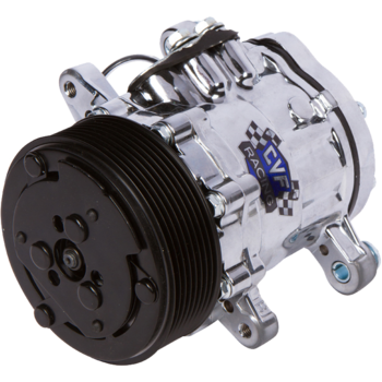 CVF Racing Peanut Style AC Compressor, Chrome, 8 Rib Clutch