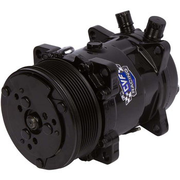 CVF Racing Black Sanden Style AC Compressor, R134A, 8 Rib Pulley