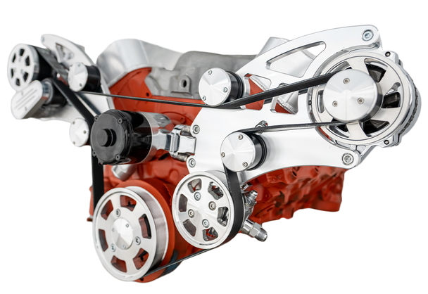 Polished Finish Big Block Chevy Gen VI All Inclusive Wide Mount Wraptor Serpentine System - Electric Water Pump