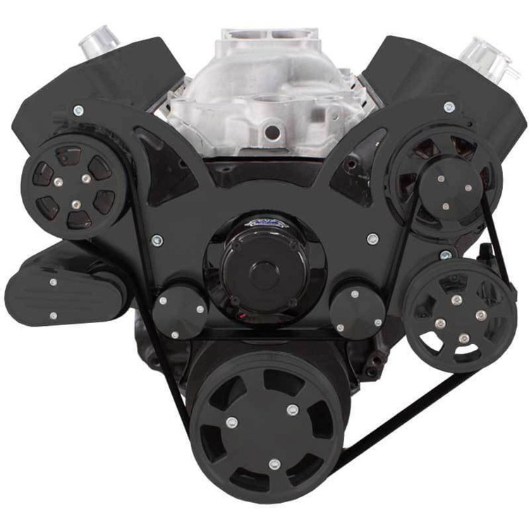 Stealth Black Big Block Chevy Gen VI All Inclusive Wraptor Serpentine System - Electric Water Pump