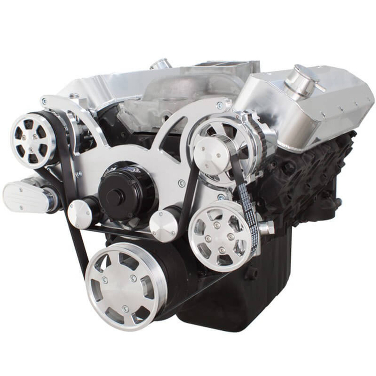 Polished Finish Big Block Chevy Gen VI All Inclusive Wraptor Serpentine System - Electric Water Pump