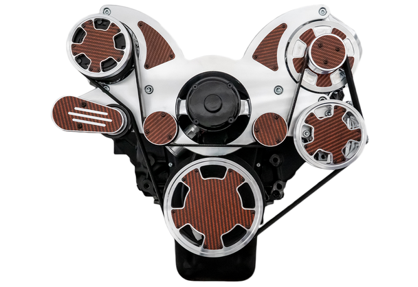 Big Block Chevy All Inclusive Wraptor Serpentine System w/ EWP - Carbon Fiber - Polished Finishes