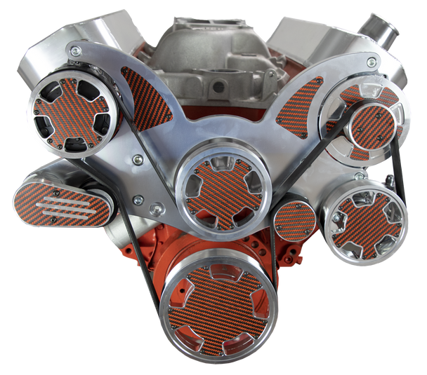 Big Block Chevy All Inclusive Serpentine System - Carbon Fiber - Polished Finishes