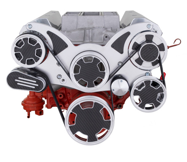 Small Block Chevy All Inclusive Wraptor Serpentine System - Carbon Fiber Polished Finishes