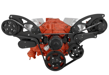 Stealth Black Small Block Chevy All Inclusive Wide Mount Wraptor Serpentine System - Electric Water Pump