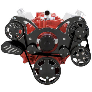 Small Block Chevy All Inclusive Wraptor Serpentine System w/ Electric Water Pump - Black Diamond