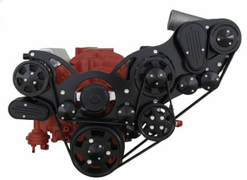 Small Block Chevy All Inclusive Wraptor Serpentine System w/ EWP Compatible w/ Procharger&reg; - Stealth Black