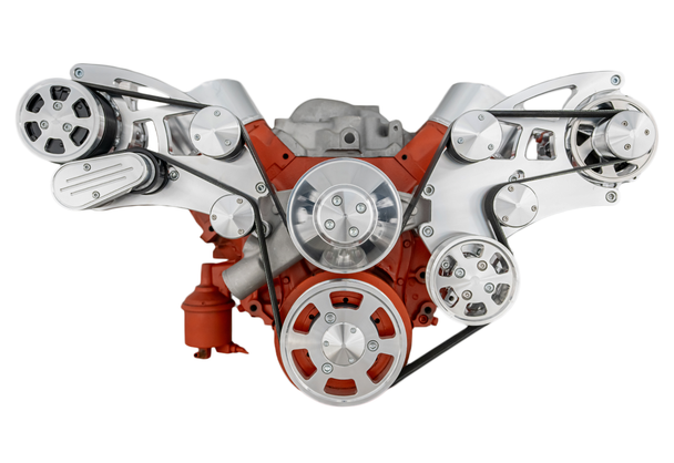 Polished Finishes Big Block Chevy Gen VI All Inclusive Wide Mount Wraptor Serpentine System