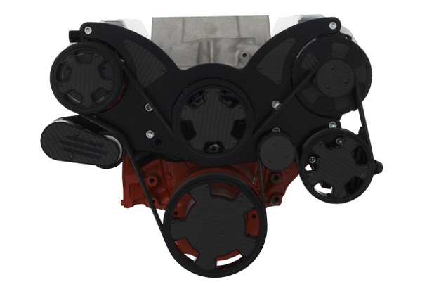 Small Block Chevy All Inclusive Wraptor Serpentine System - Stealth Black Carbon Fiber