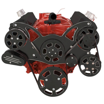 Small Block Chevy All Inclusive Wraptor Serpentine System - Black Diamond