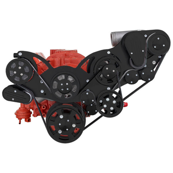 Small Block Chevy All Inclusive Wraptor Serpentine System Compatible w/ Procharger® - Stealth Black