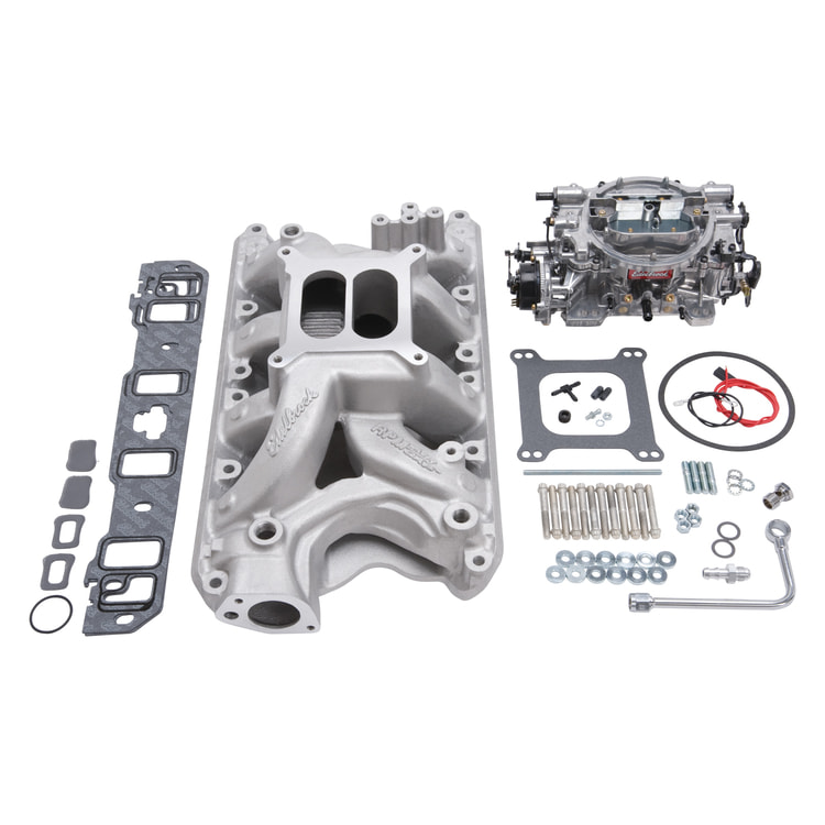 Single-Quad RPM Air-Gap Manifold and carb Kit for Small-Block Ford 351-W, Performer Series