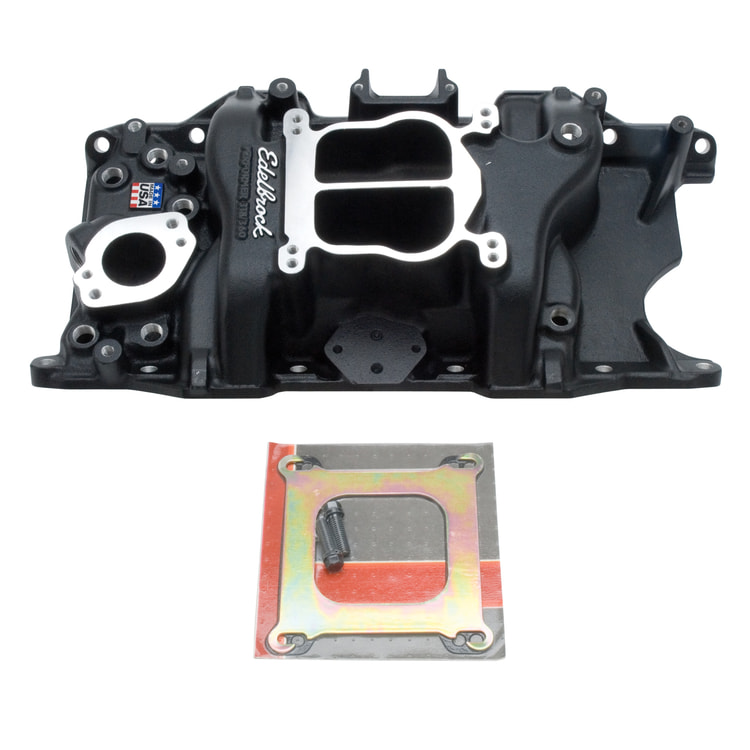 Performer 318/360 Intake Manifold for S/B Chrysler, LA Series, Black Finish