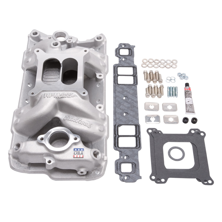 Edelbrock Chevrolet SB RPM Air Gap Manifold w/ Gaskets, Bolts, Studs, RTV