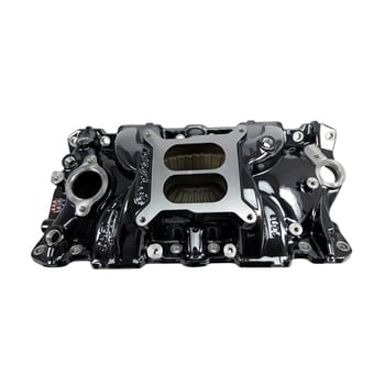Performer EPS Intake Manifold for 1955-86 Small-Block Chevy, Black Plasma Finish