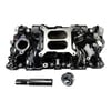 Performer EPS Intake Manifold w/Oil Fill Tube; Small-Block Chevy, Black Plasma