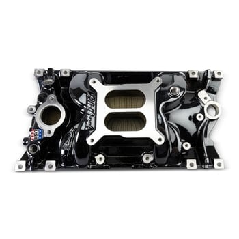 Edelbrock Perf EPS Manifold for Small-Block Chevy Vortec, Black Plasma Finish