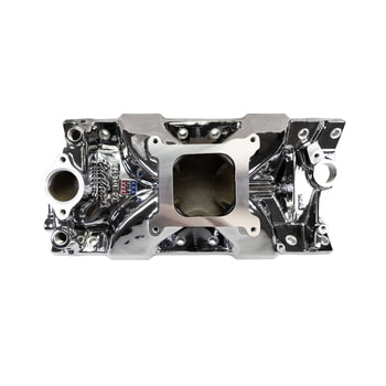 Victor Jr. 23 Degree Intake Manifold For Small-Block Chevy, Chrome Plasma Finish