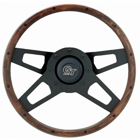 Challenger Series Black 4-Spoke Wood Wheel-Walnut