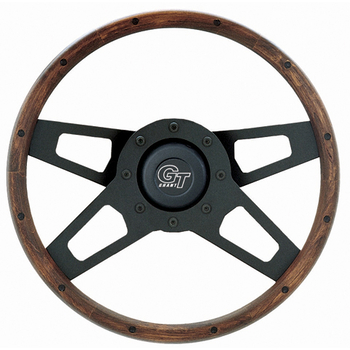 Challenger Series Black 4-Spoke Wood Wheel-Walnut