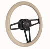 Grant Products Billet T-Series Tan Wrapped Black Spoke Steering Wheel with Chevy Logo & Install Kit