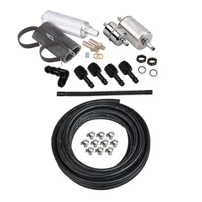 Holley EFI Fuel System Kit Includes complete fuel system consisting of; 40ft of 3/8" Vapor Guard™ Fuel Hose, 12-920 Fuel Pump, Filters, necessary hardware and bulkhead fitting to return fuel into the tank!