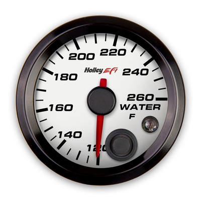 Holley EFI Coolant Temp Gauge Standard 2-1/16" size - 120°-260° - White Face - Black Bezel