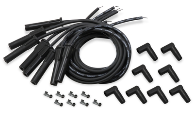 Holley EFI LS Spark Plug Wire Set - Cut to Fit Spark Plug - Cut to Fit- Wire set, Black with Black 180 degree boots For Holley Smart Coil